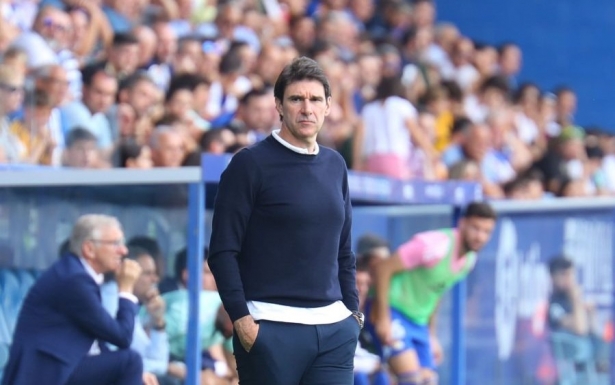 Aitor Karanka, durante el partido en `El Toralín` (LALIGA)