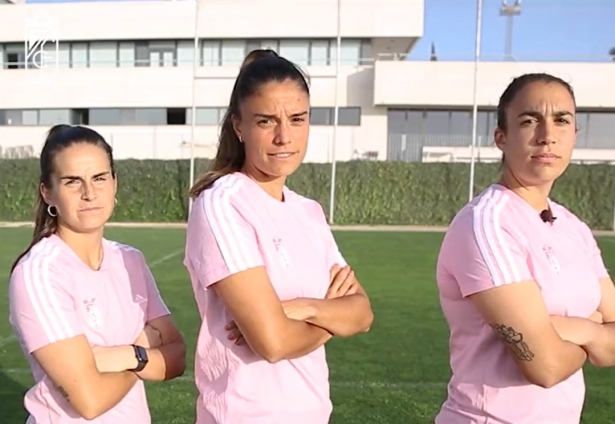 Andrea Romero, Marta Carrasco y Sandra Estévez, en el vídeo compartido por el club (GCF TV)