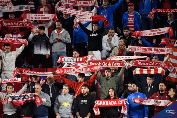 Aficionados del Granada en las gradas del `Nuevo Los Cármenes` durante un anterior partido (JOSÉ M. BALDOMERO)