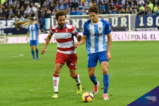 Germán, en un lance del último Málaga - Granada de liga en 2018 (GRJ)