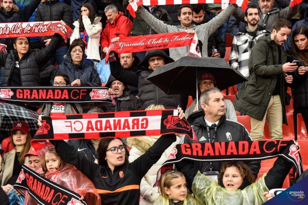 Aficionados del Granada en las gradas del `Nuevo Los Cármenes` durante un anterior partido (JOSÉ M. BALDOMERO)