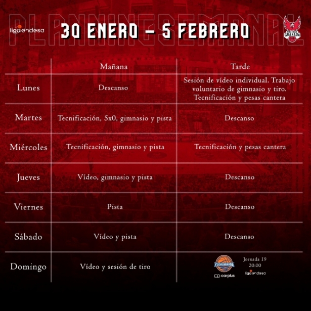 Plan semanal del Covirán Granada (FUNDACIÓN CB GRANADA) 