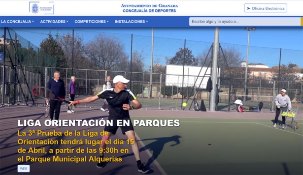 Así luce la nueva página web de la concejalía de Deportes del Ayuntamiento de Granada