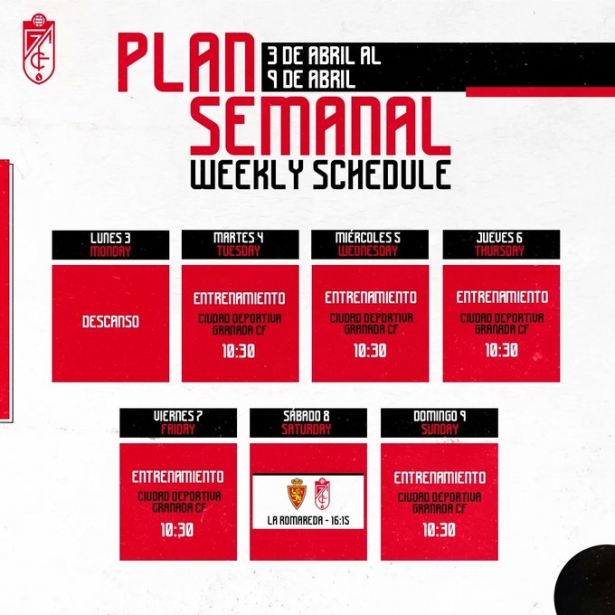 Plan semanal de trabajo (@GranadaCF)