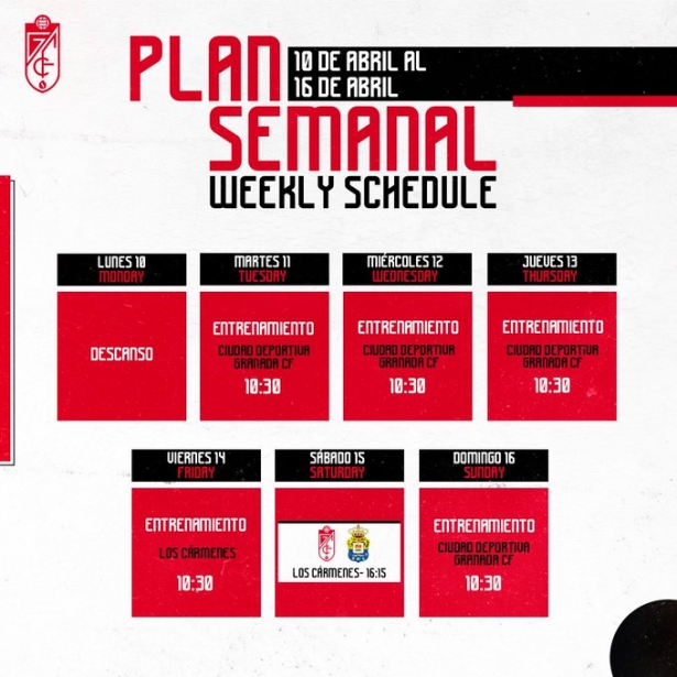 Plan semanal de trabajo (@GranadaCF)