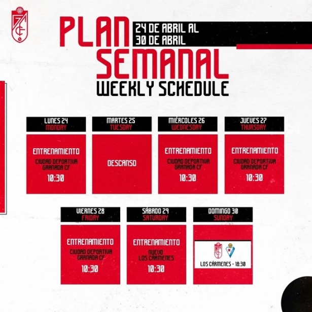 Plan de trabajo semanal (@GranadaCF)
