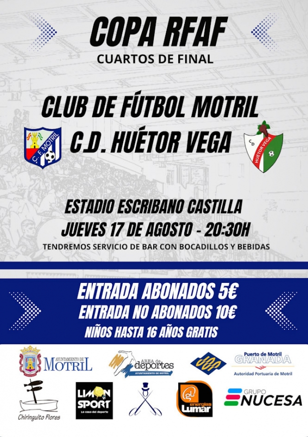 CF Motril y CD Huétor Vega se medirán en la Copa RFAF (CF MOTRIL)