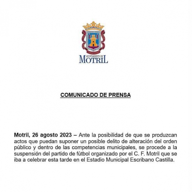 Comunicado del Ayuntamiento de Motril (AYTO. MOTRIL)