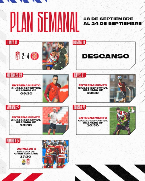 Planning semanal del Granada CF (GRANADA CF)