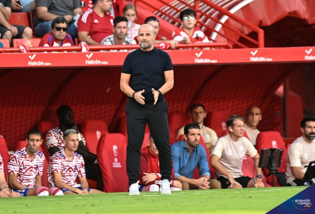 Paco López, entrenador del Granada CF, en un momento del partido ante el Betis (JOSÉ M. BALDOMERO)