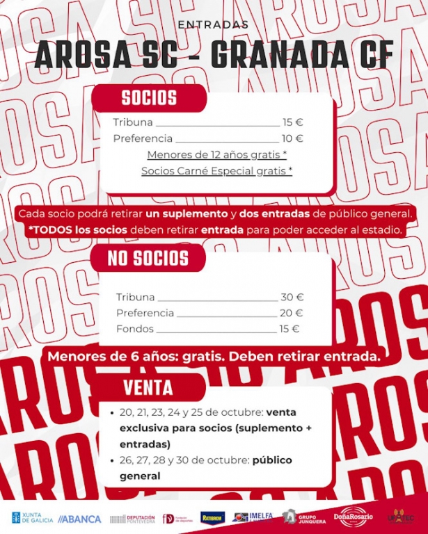 Precios para el Arosa -Granada (AROSA)