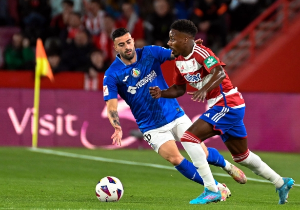 Manafá durante el partido ante el Getafe (JOSÉ M. BALDOMERO)