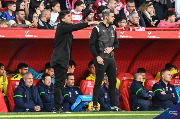 Alexander Medina, entrenador del Granada CF, en un momento del partido ante Las Palmas (JOSÉ M. BALDOMERO)
