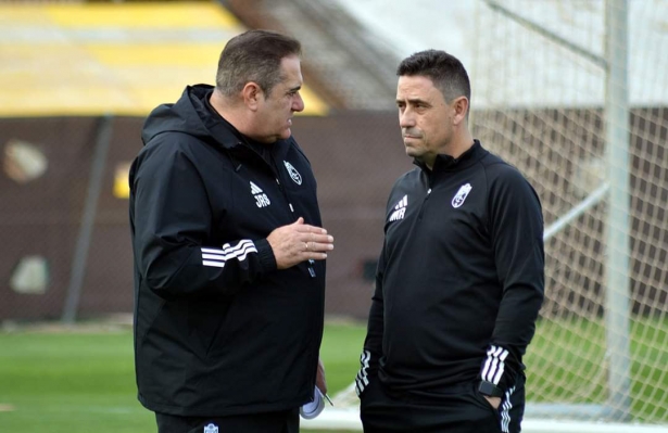 José Ramón Sandoval e Ismael Martínez durante un entrenamiento (J. PALMA)