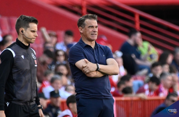 Luis García Plaza, entrenador del Alavés, durante el partido en `Los Cármenes` (JOSÉ M. BALDOMERO)