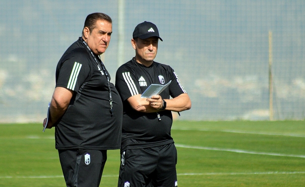 José Ramón Sandoval e Ismael Martínez durante el entrenamiento (J. PALMA)