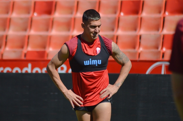 Uzuni durante el entrenamiento previo al Real Madrid (J. PALMA)