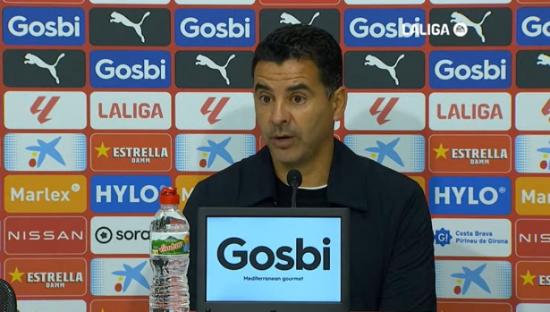 Michel, entrenador del Girona FC, en un momento de la rueda de prensa (LALIGA)