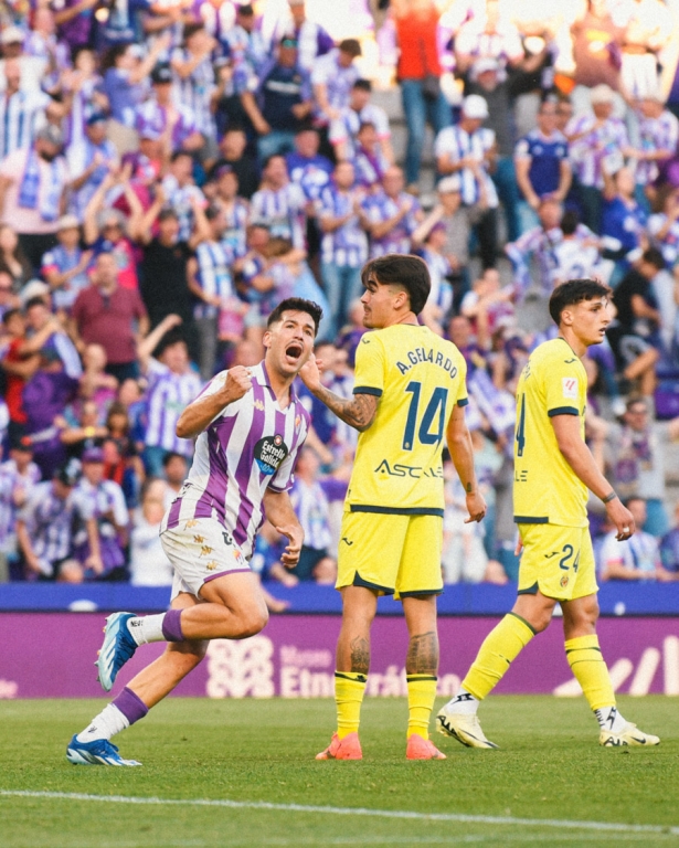 Meseguer celebra su gol ante el Villarreal CF B (REAL VALLADOLID)