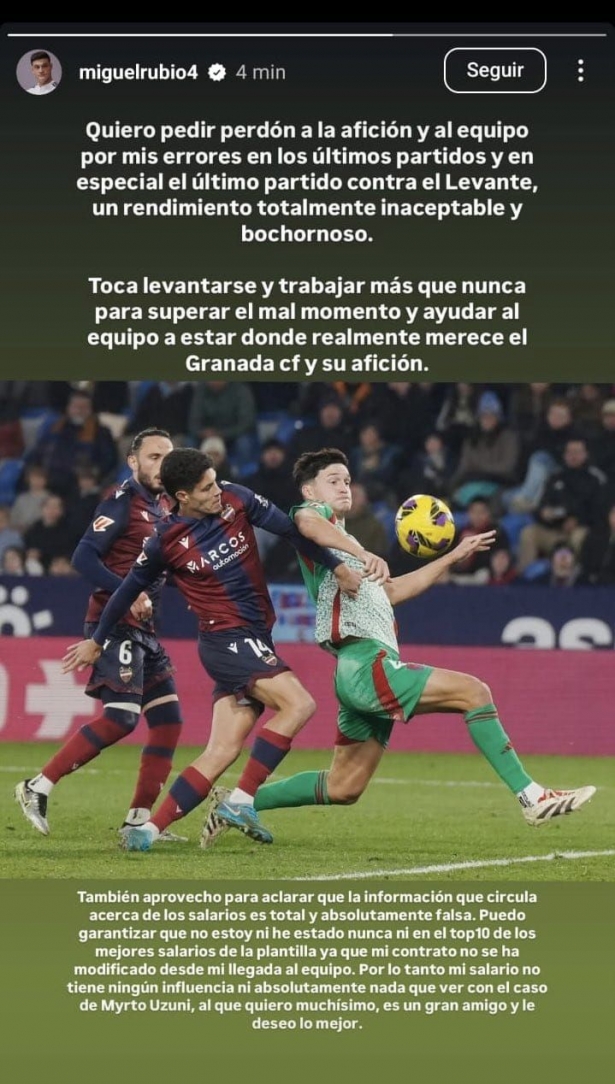 Publicación de Miquel Rubio en redes sociales 