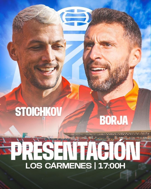 Stoichkov y Bastón vivirán su presentación como rojiblancos (GRANADA CF)