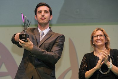 José Manuel Ruiz recibiendo el premio Andalucía de los Deportes