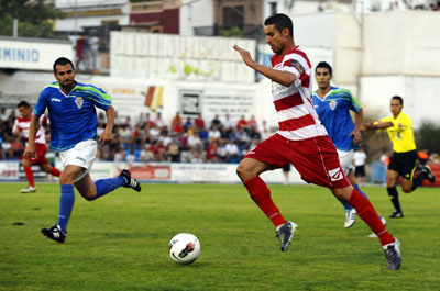Álex Geijo durante un partido de esta pretemporada (BALDOMERO)