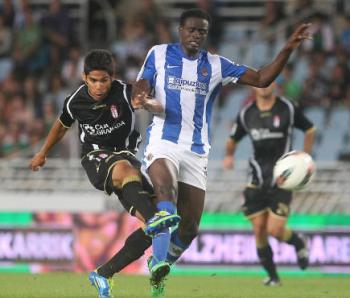 Jara, en un partido con el Granada en `Anoeta`. (LAOPINIONDEGRANADA)