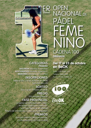 Cartel del I Open Nacional de Pádel Feminio Cadena 100