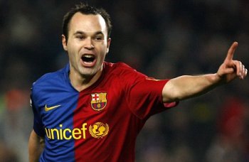 Iniesta, jugador del FC Barcelona, celebrando un gol