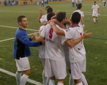Los accitanos celebran el gol de Ubric de la remontada