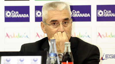 Fabri González en la rueda de prensa tras el encuentro (BALDOMERO)