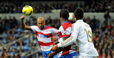 Mikel Rico marcó el único tanto nazarí en Madrid (J. M. BALDOMERO)