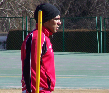Jara, durante un entrenamiento en la C.D. de Armilla. (GRJ)
