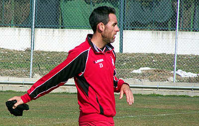 Abel Gómez, durante un entrenamiento en los campos de Antonio Sánchez 