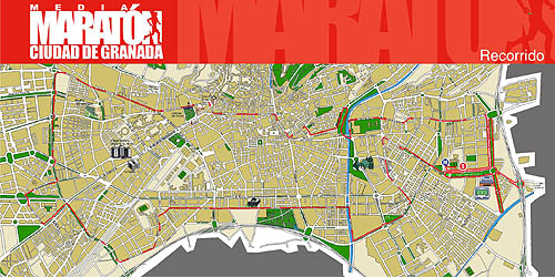 Plano del recorrido de la Media Maratón Ciudad de Granada (GRJ)