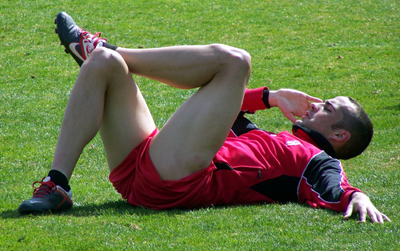 Borja Gómez en el entrenamiento de ayer en Armilla (GRJ)
