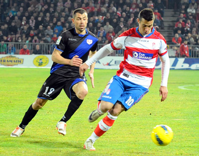 Jaime Romero, en el encuentro frente al Rayo Vallecano. (BALDOMERO)