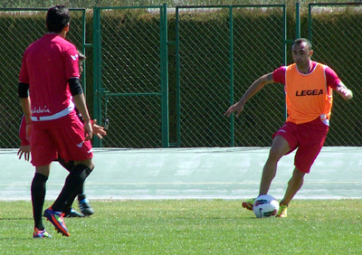 Martins en el entrenamiento de esta mañana en Armilla (GRJ)