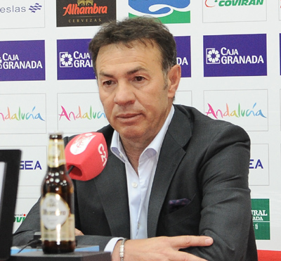 Resino en la rueda de prensa post partido. (Baldomero)