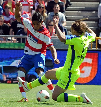 Jara en una acción del encuentro ante el Getafe CF (BALDOMERO)