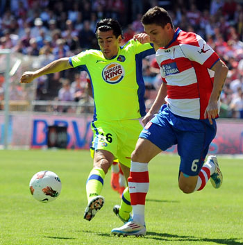 Siqueira en una acción del encuentro ante el Getafe (BALDOMERO)
