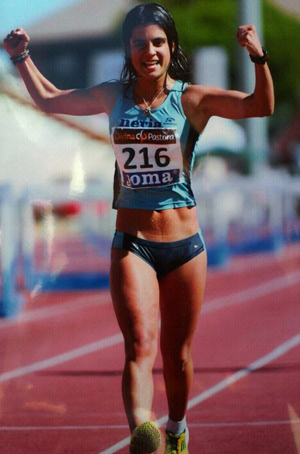 María Pérez celebrando uno de sus triunfos