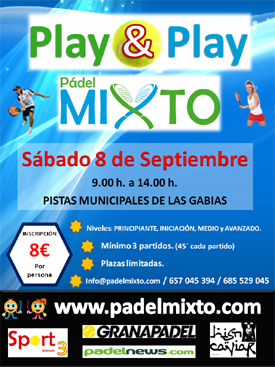 Cartel del primer Play & Play de Pádel Mixto (GRJ)