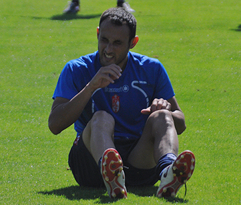 Juanma Ortiz durante la sesión preparatoria de esta mañana 