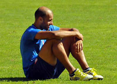 Mikel Rico durante un entrenamiento en Los Cármenes 