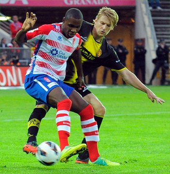 Ighalo, durante el último partido ante el Zaragoza en liga. (BALDOMERO)