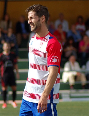 Pedro durante el partido ante el San Pedro (LÁZARO)