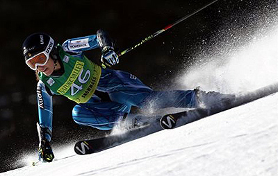 Carolina Ruiz durante la prueba en Lake Louise