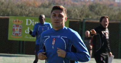 Siqueira durante el entrenamiento de hoy 
